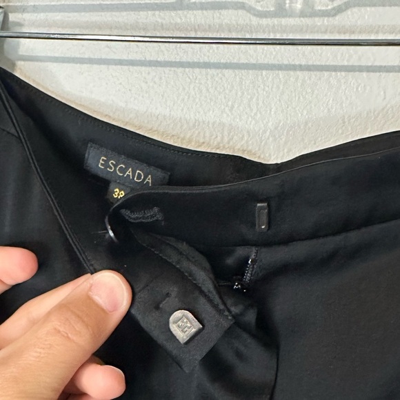 ESCADA Talika Black Satin Trousers Pockets Old Money Preppy Pants Sz 38 - Picture 4 of 6